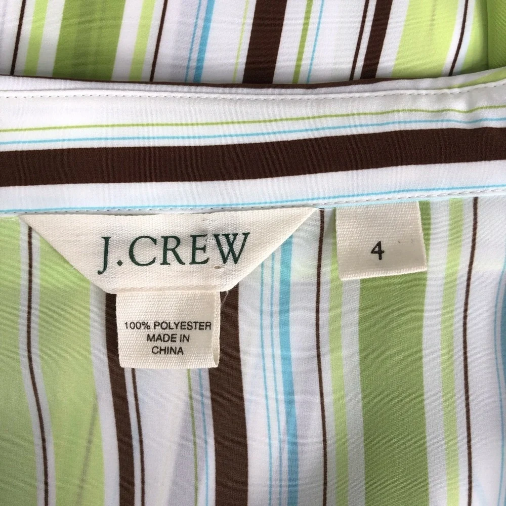J. Crew Green Striped Satin Blouse Shirt